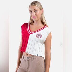 NWT Hype and Vice SDSU Red and White Knit Chloe Sweater Vest